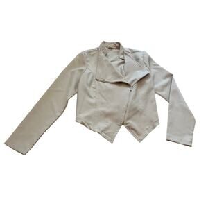 Miley and Molly Lightweight Beige Moto Jacket Cropped Size Medium